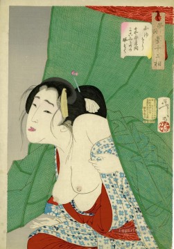 日本 Painting - 嘉永年間の飼われ女の姿 月岡芳年